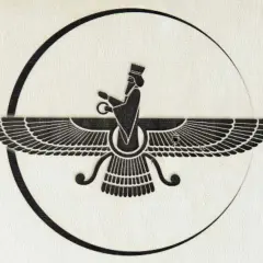 Symbol Faravahar, przedstawiający skrzydlatego człowieka, jest kluczowym elementem zoroastryzmu.
