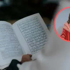Otwarta księga z arabskim pismem obok wizerunku Jezusa. Jezus w islamie jest prorokiem, a jego narodziny są cudem.