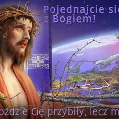 Obraz przedstawia cierpiącego Jezusa w koronie cierniowej, symbolizującego modlitwę o przebaczenie grzechu ciężkiego. Krzyż i ziemia w tle podkreślają wagę grzechu.