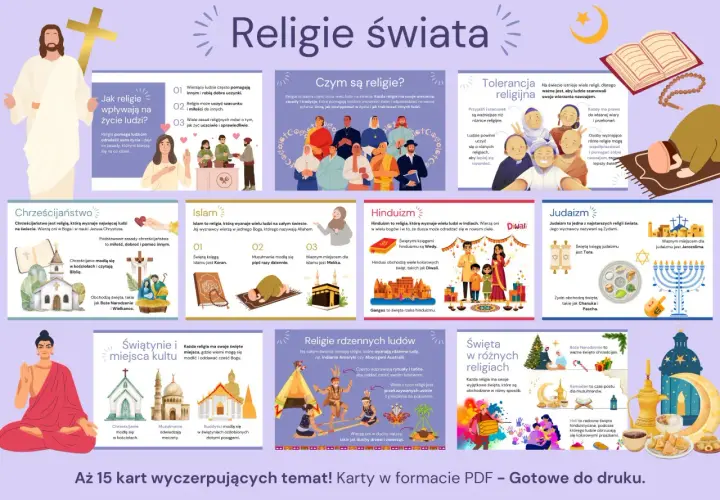 Poznaj różnorodność religii na świecie, ich zasady, święta i miejsca kultu. Dowiedz się, jak religie wpływają na życie ludzi.