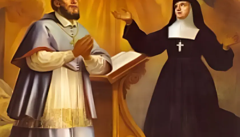 12 sierpnia. Modlący się duchowny i zakonnica przy pulpicie.