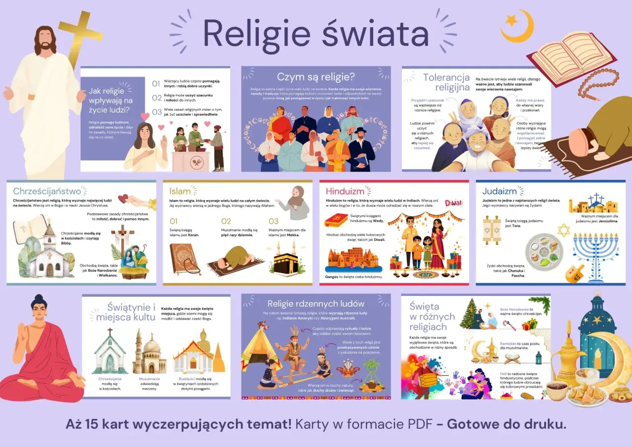 Poznaj różnorodność religii na świecie, ich zasady, święta i miejsca kultu. Dowiedz się, jak religie wpływają na życie ludzi.